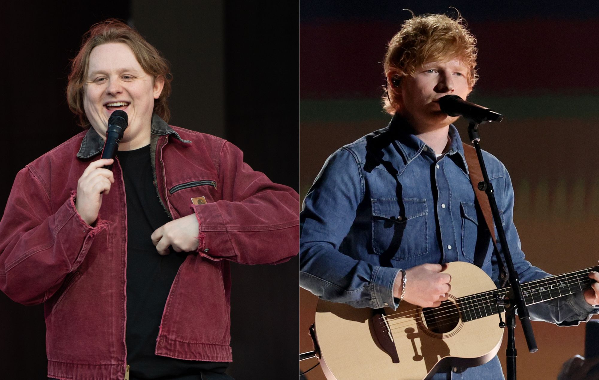 Lewis Capaldi performs at BBC Radio 1's Big Weekend 2023 and Ed Sheeran performs onstage during the 58th Academy Of Country Music Awards