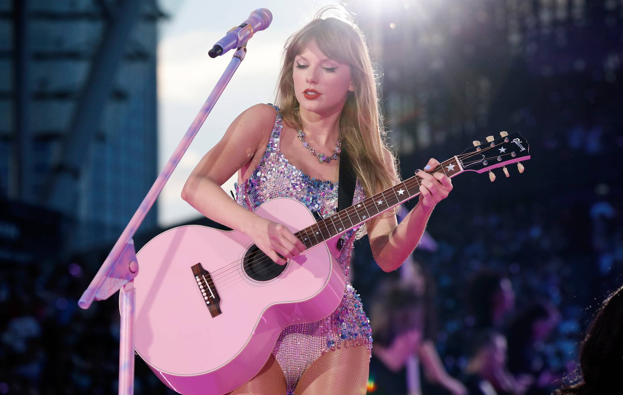 Taylor Swift performs onstage during "Taylor Swift | The Eras Tour" at Soldier Field on June 02, 2023 in Chicago, Illinois. Credit: Natasha Moustache/GETTY